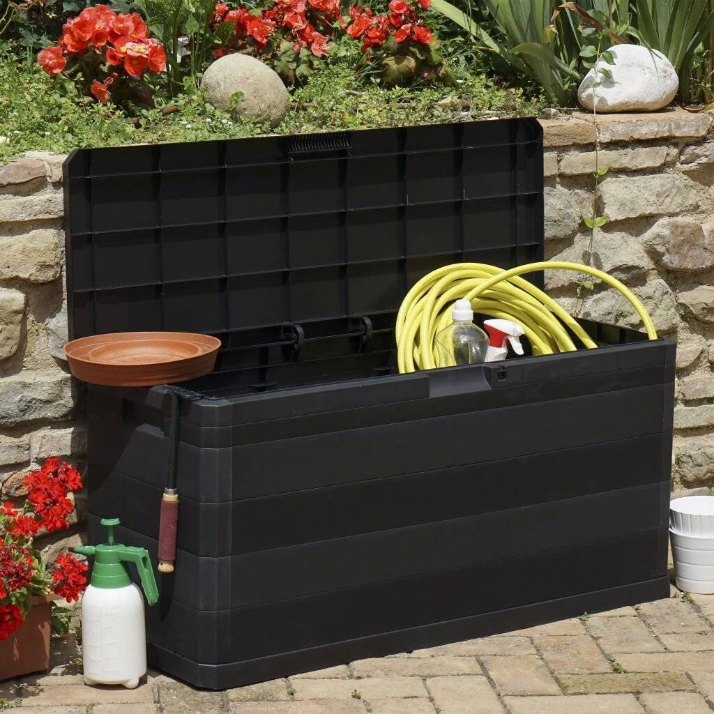Gartenbox Schwarz 117×45×56 cm-2