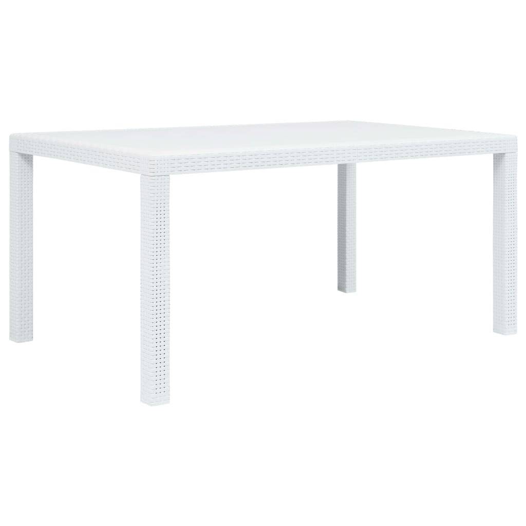 vidaXL Gartentisch Weiß 150x90x72 cm Kunststoff Rattan-Optik-5