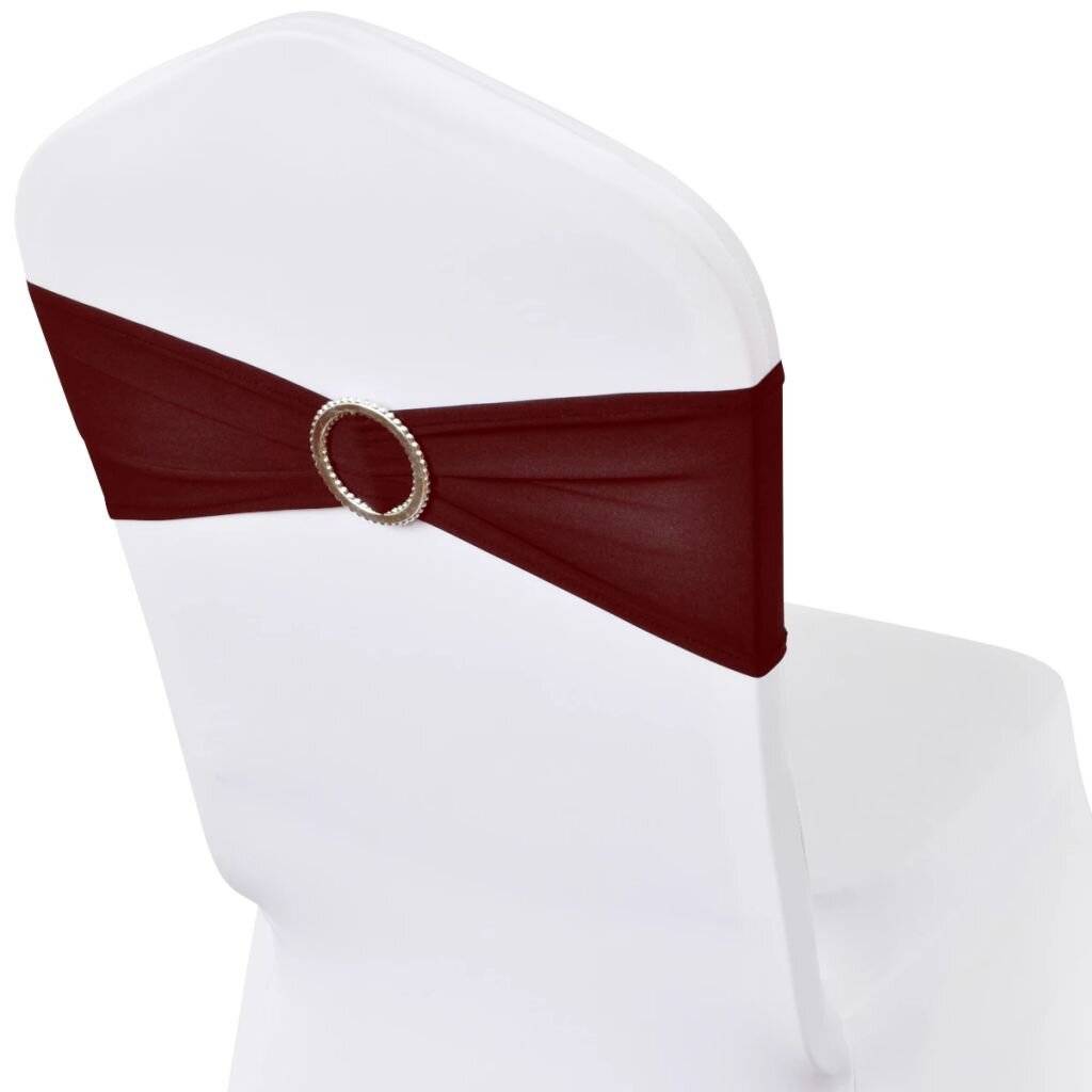25x Stuhlschleifen Stretch Schleifenbänder + Diamant Schnalle Bordeaux-4