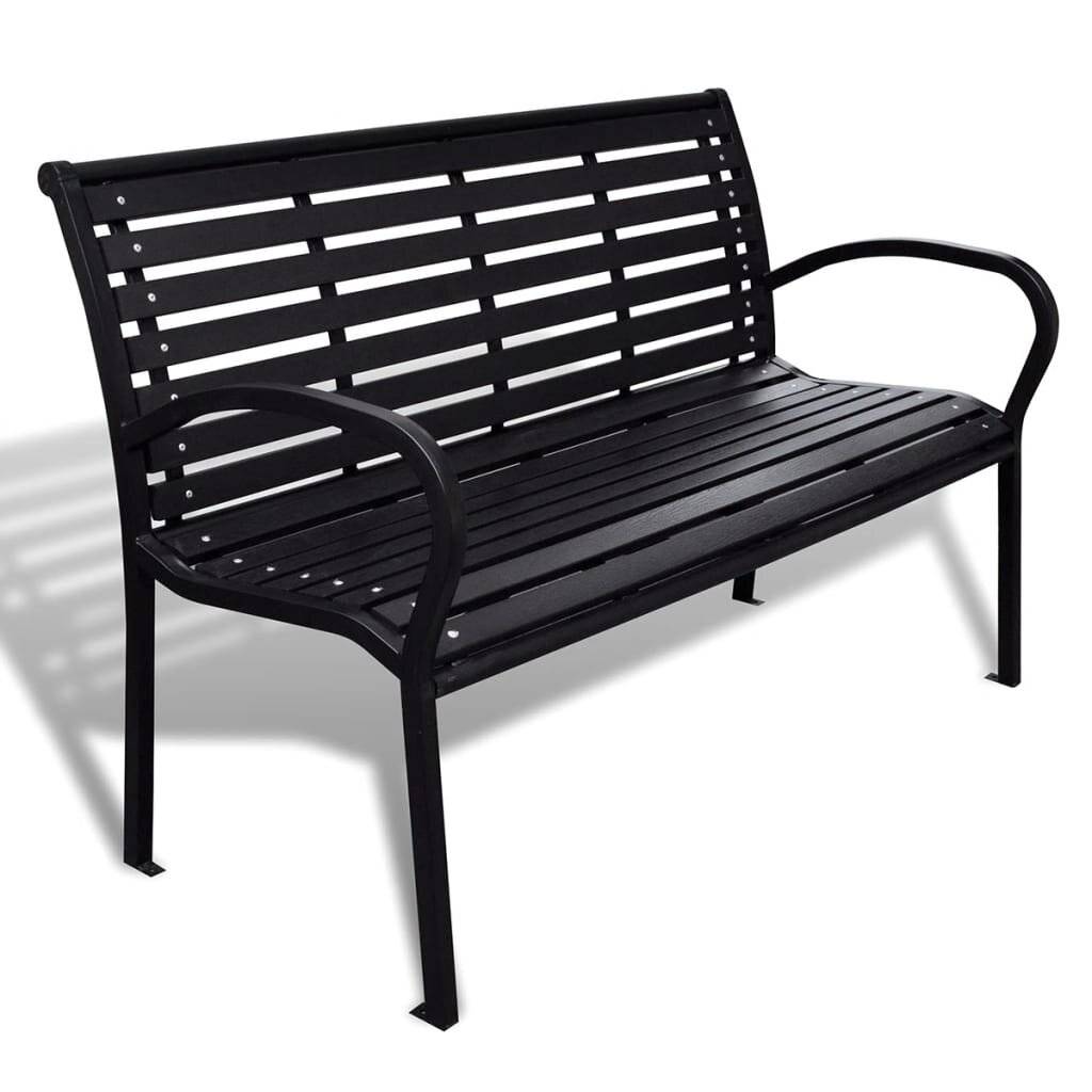 vidaXL Gartenbank 125 cm Stahl und WPC Schwarz-5