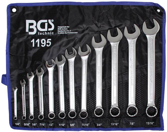 Maul-Ringschlüssel-Satz Zollgrößen SW 1/4" - 15/16" 12-tlg.-0
