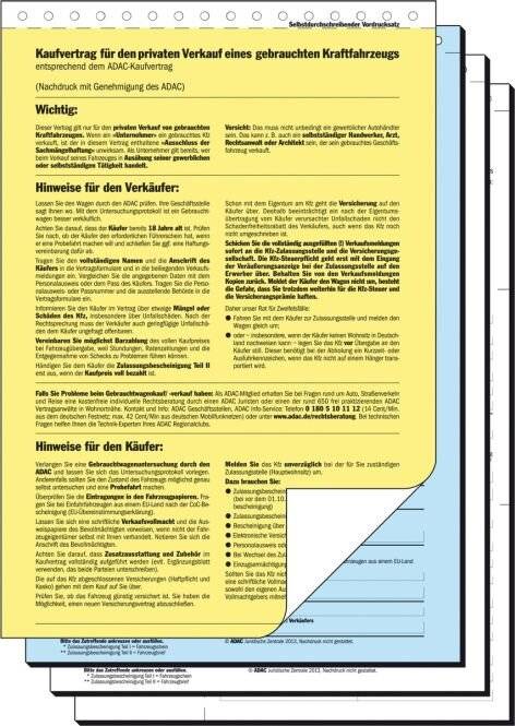 SIGEL Kaufvertrag für gebrauchtes Kfz, offizieller ADAC-Vordruck, A4, selbstdurchschreibend, 4 Blatt-6