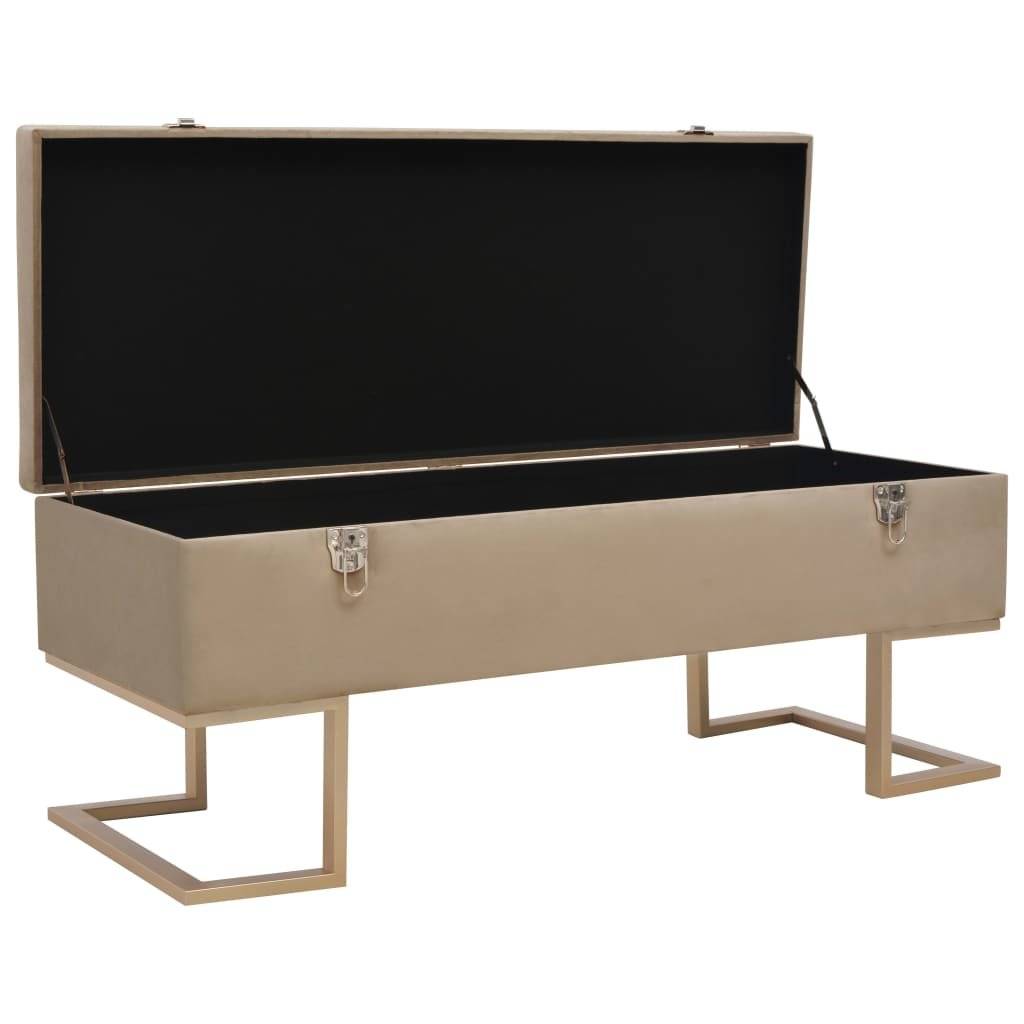 Bank mit Staufach 105 cm Beige Samt-1