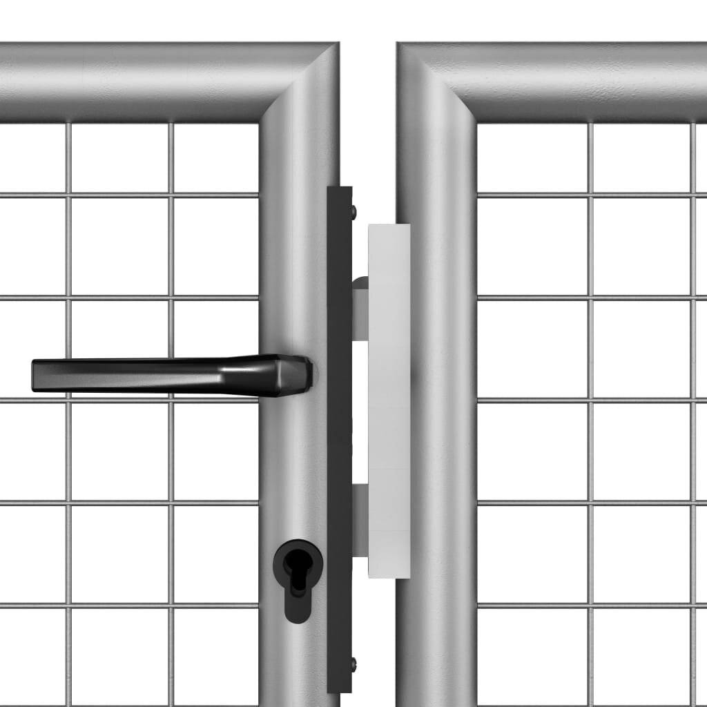 Gartentor Verzinkter Stahl 306 x 150 cm Silbern-3