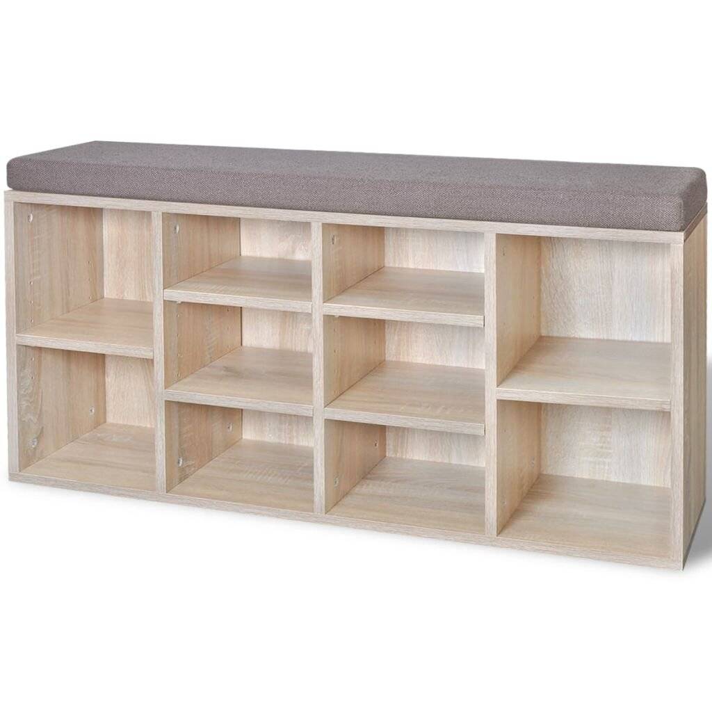 Schuhschrank Schuhbank Sitzbank 10 Fächer Eichefarbe-1