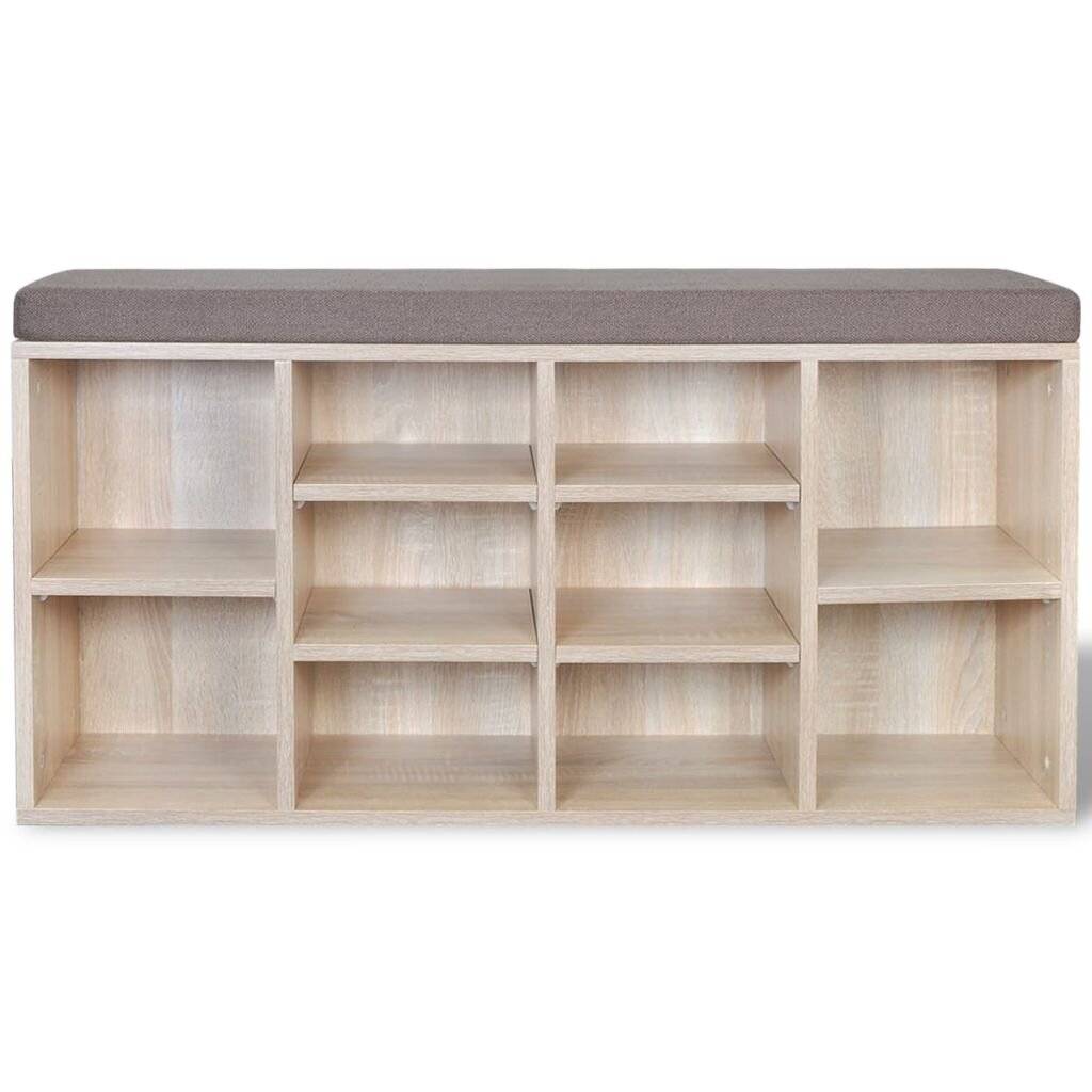 Schuhschrank Schuhbank Sitzbank 10 Fächer Eichefarbe-3