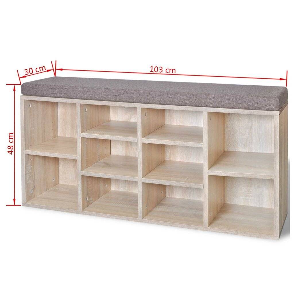 Schuhschrank Schuhbank Sitzbank 10 Fächer Eichefarbe-4
