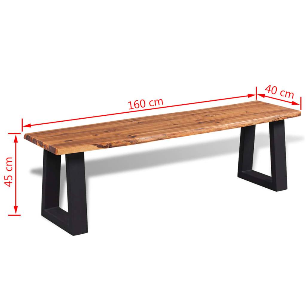 Sitzbank Akazienholz Massiv 160 cm-5
