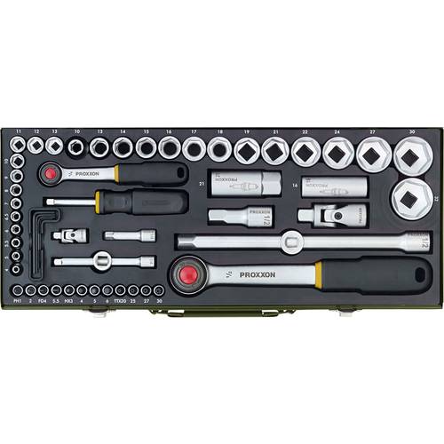 Proxxon Industrial Steckschlüsselsatz metrisch 1/4 (6.3 mm), 1/2 (12.5 mm) 56teilig 23040