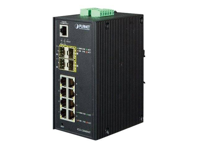 PLANET IGS-12040MT - Switch - managed - 8 x 10/100/1000 + 4 x Gigabit SFP-0