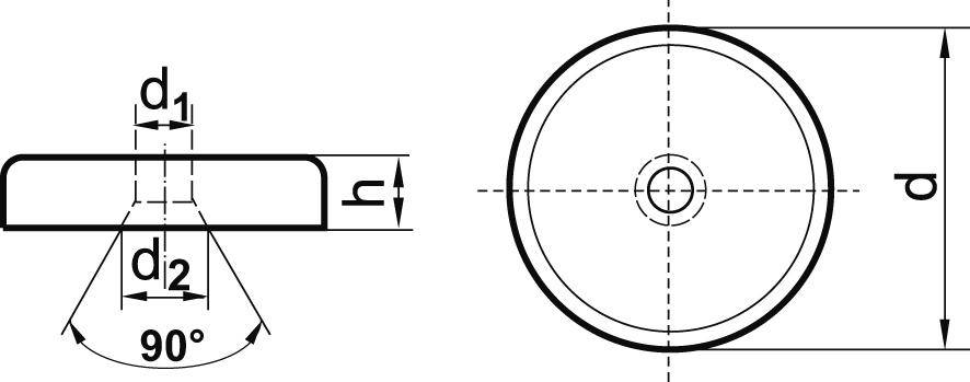 Flachgreifer-Magnet NdFeBmit Bohrung 20x6mm FORMAT-1