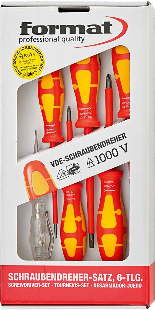 Schraubendreher-Satz VDE Schlitz/PZ 6-teilig mit Prüfer FORMAT-0