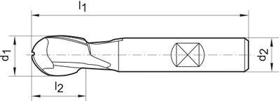 Radiusfräser kurz DIN327 HSSCo8 TiALN Typ N 11mm FORMAT-1