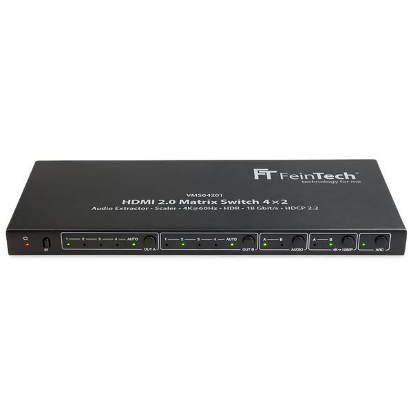 FeinTech VMS04201 HDMI Matrix Switch 4x2 Ultra-HD mit Scaler u. Audio Extractor
