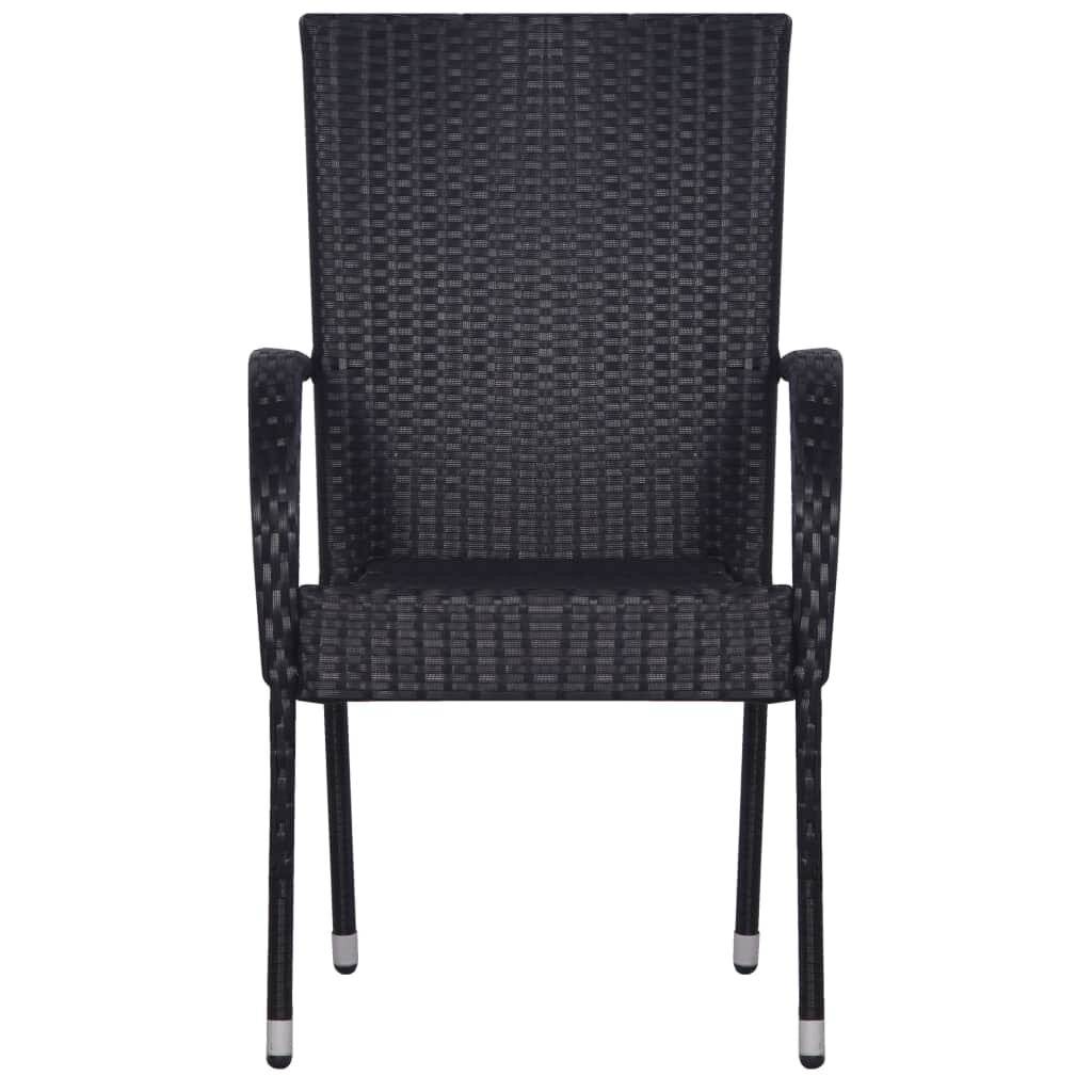 Stapelbare Gartenstühle 2 Stk. Poly Rattan Schwarz-2