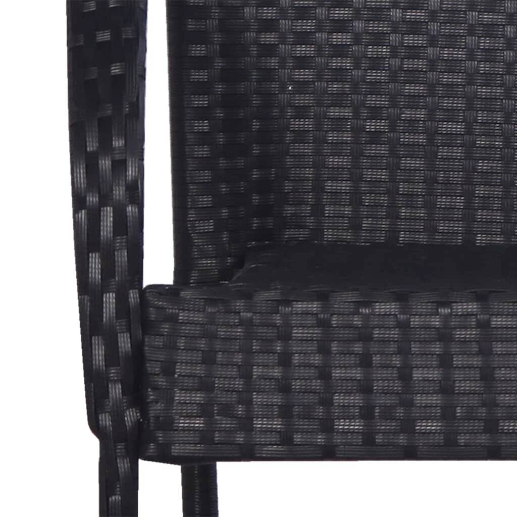 Stapelbare Gartenstühle 2 Stk. Poly Rattan Schwarz-4