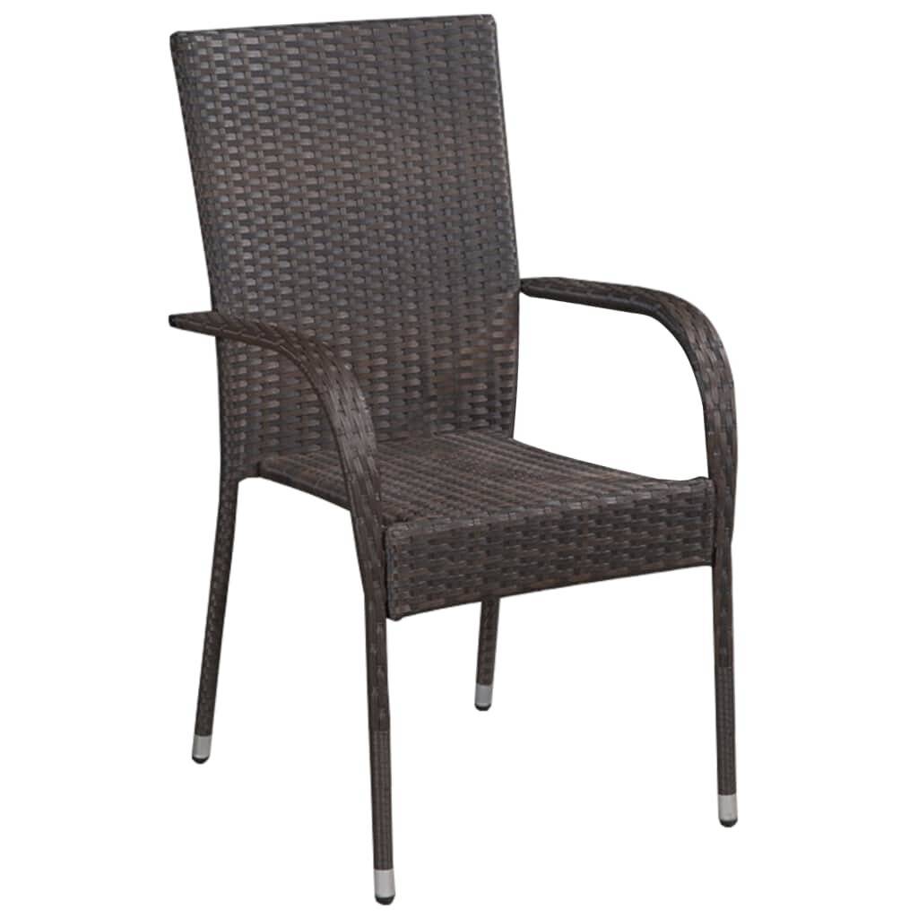 Stapelbare Gartenstühle 2 Stk. Poly Rattan Braun-1