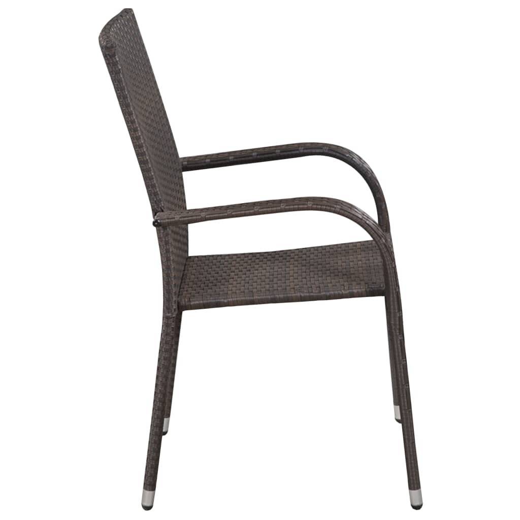 Stapelbare Gartenstühle 2 Stk. Poly Rattan Braun-2