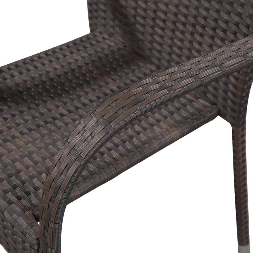 Stapelbare Gartenstühle 2 Stk. Poly Rattan Braun-3