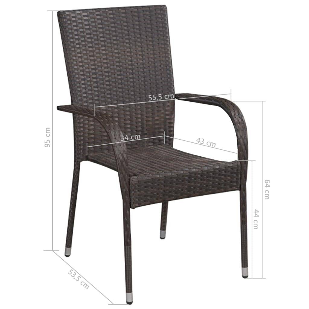 Stapelbare Gartenstühle 2 Stk. Poly Rattan Braun-4