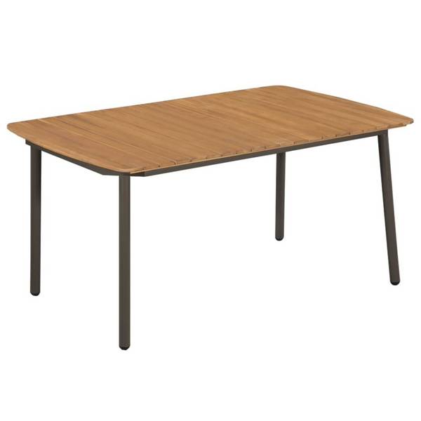 Garten-Esstisch Akazienholz Massiv und Stahl 150 x 90 x 72 cm