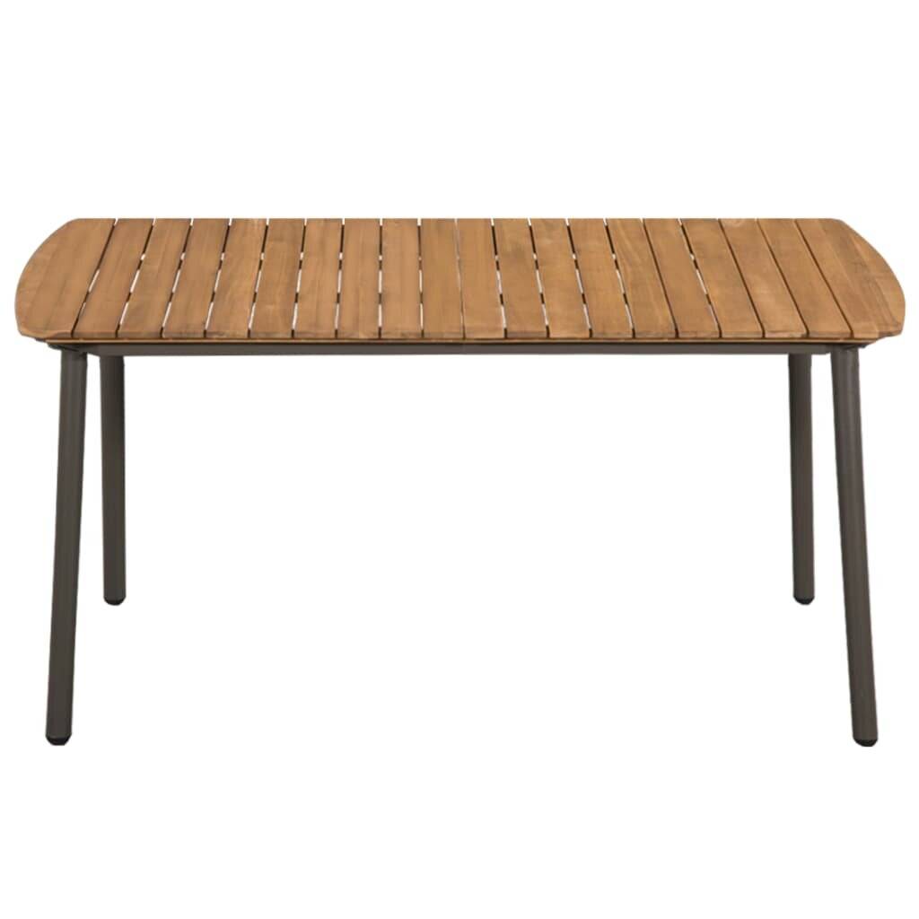Garten-Esstisch Akazienholz Massiv und Stahl 150 x 90 x 72 cm-1