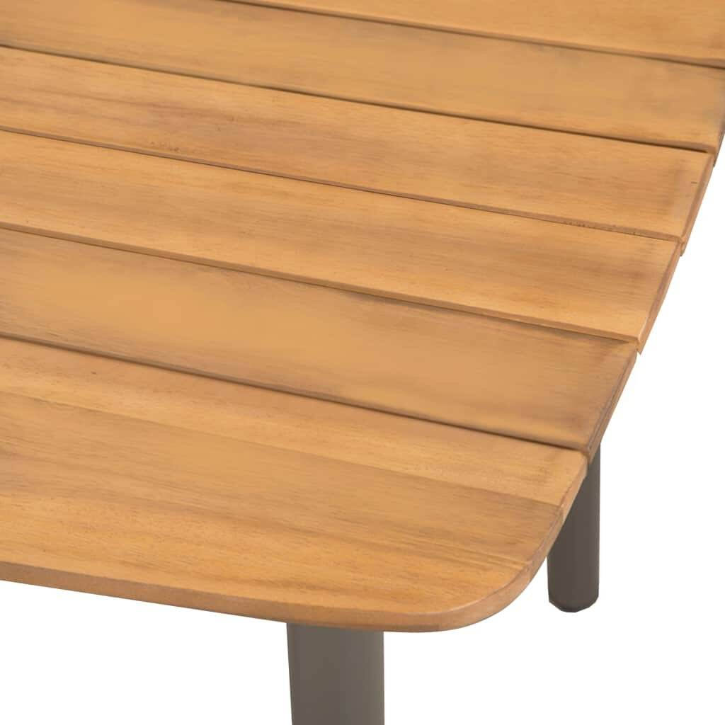 Garten-Esstisch Akazienholz Massiv und Stahl 150 x 90 x 72 cm-2