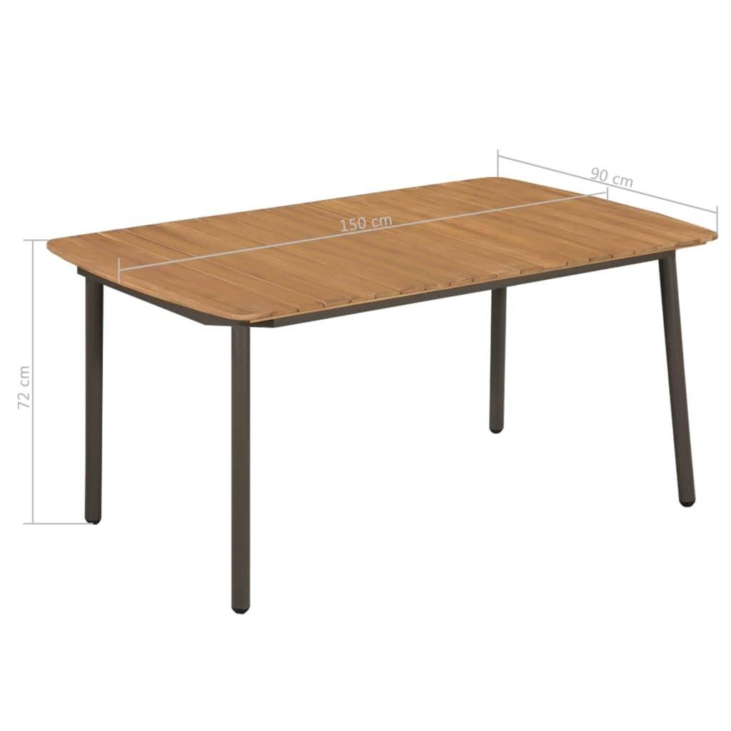 Garten-Esstisch Akazienholz Massiv und Stahl 150 x 90 x 72 cm-3
