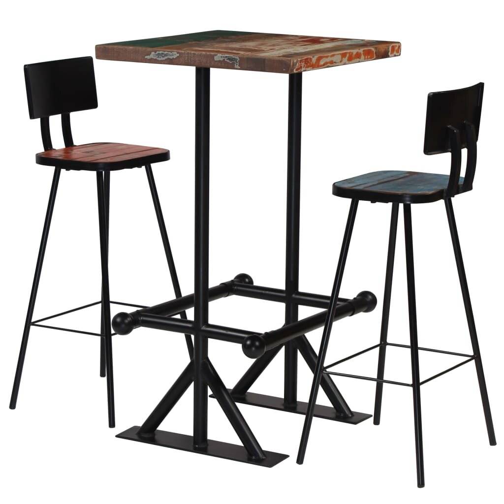 Bar-Set 3-tlg. Altholz Massiv Mehrfarbig-0