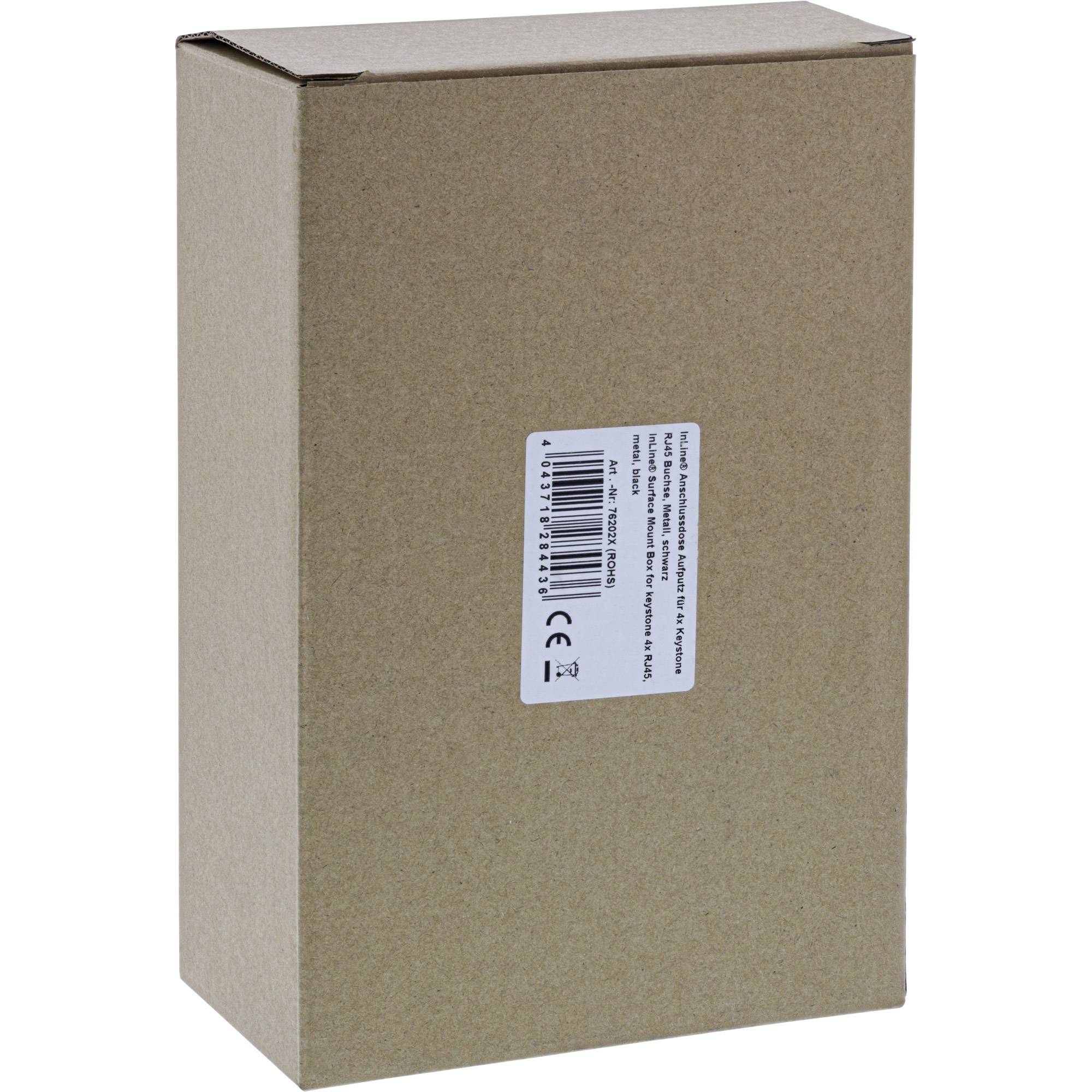 InLine® Anschlussdose Aufputz für 4x Keystone RJ45 Buchse, Metall, schwarz-1