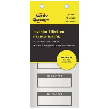Avery Zweckform Inventaretikett 6905 PES 50x20mm si/sw 50 St./Pack.-1