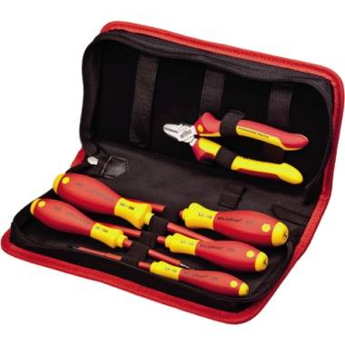 Wiha Werkzeug Set Elektriker Schraubendreher, Seitenschneider 7-tlg. inkl. Werkzeugmappe (33969)-1