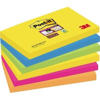 3M - Post-it Super Sticky 6556SR Rio de Janeiro Collection - Notizen - 76 x 127 mm - 540 Blatt (6 x 90)