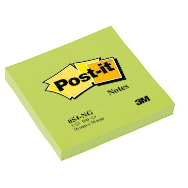 Post-it Haftnotiz Neon Notes 654NGR 76x76mm 100Blatt neongrün-0