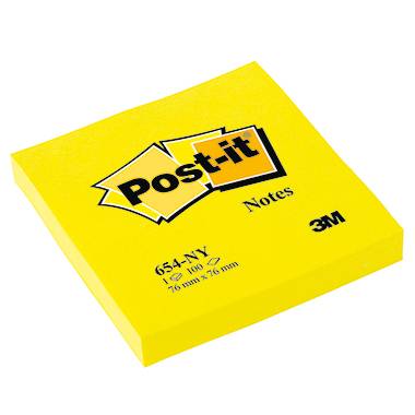 Post-it Haftnotiz Neon Notes 654NGE 76x76mm 100Blatt neongelb-0