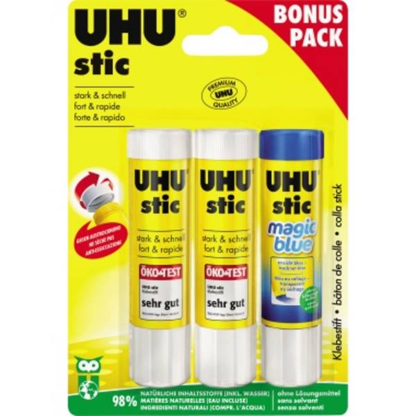 UHU Klebestift stic 45290 Vorteilspack 2x21g+21g Magic