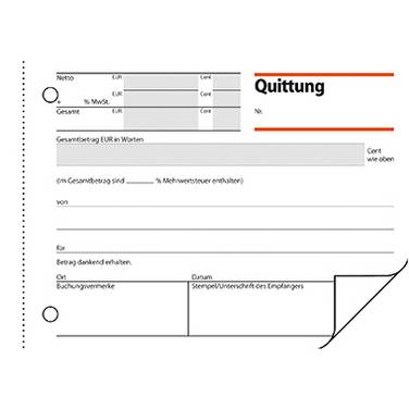 Sigel - Quittung - 50 Blatt - A6 - Querformat