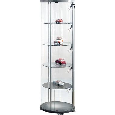 kerkmann Rund-Vitrine expoline, 4 Glasböden, alusilber (71400001)-2