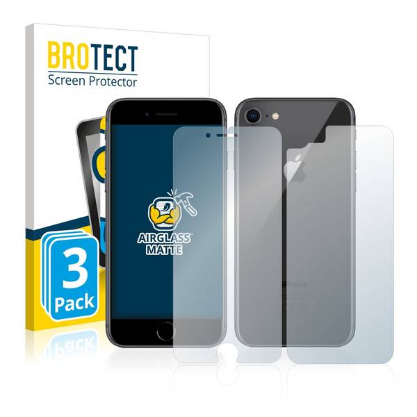 3x BROTECT AirGlass Matte Schutzglas Folie für Apple iPhone 8 (Vorder +
