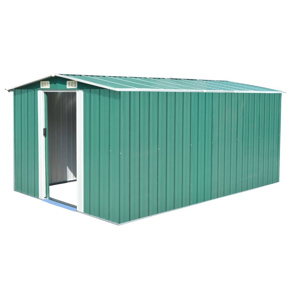 Geräteschuppen 257x398x178 cm Metall Grün-0
