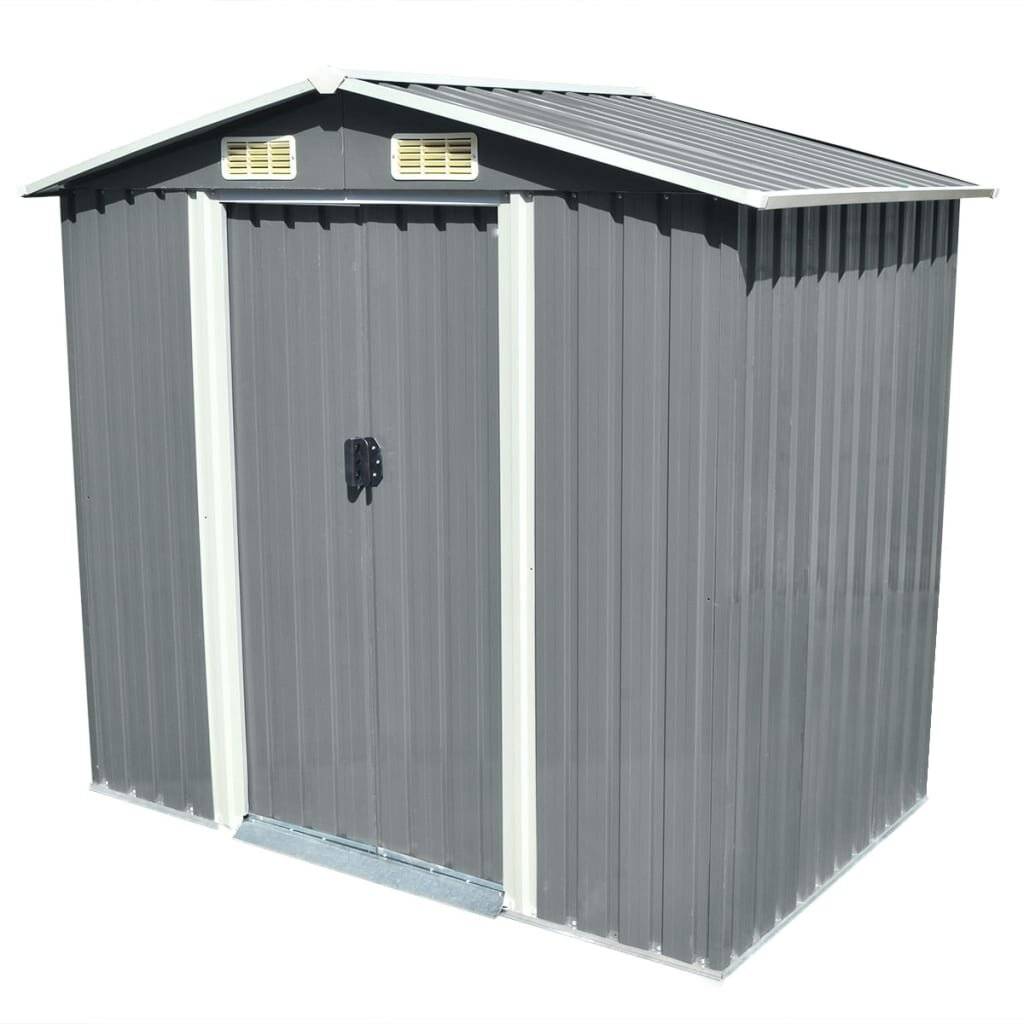 Gartenschuppen Grau Metall 204 x 132 x 186 cm-0
