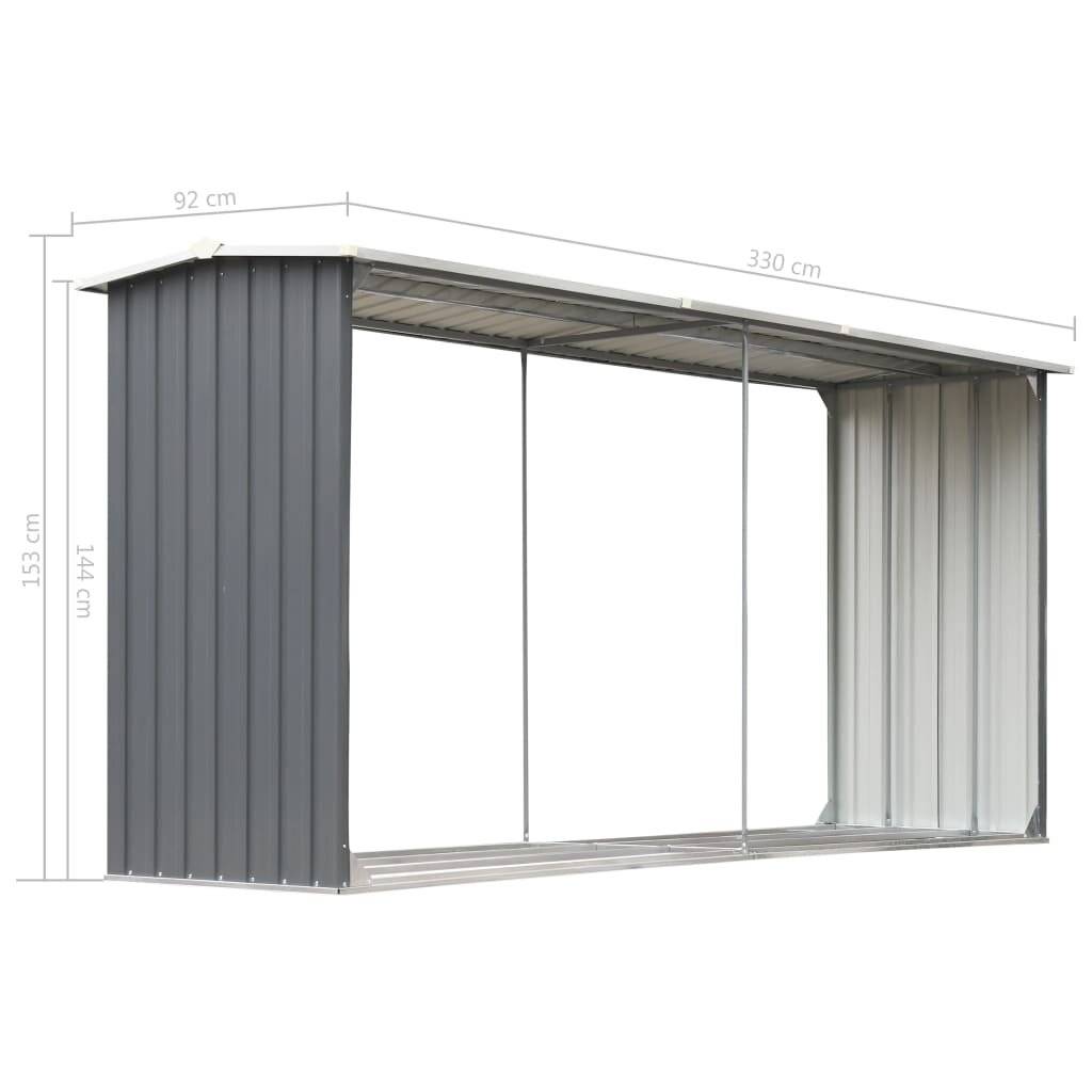 vidaXL Brennholzlager aus verzinktem Stahl 330 x 92 x 153 cm Grau-5