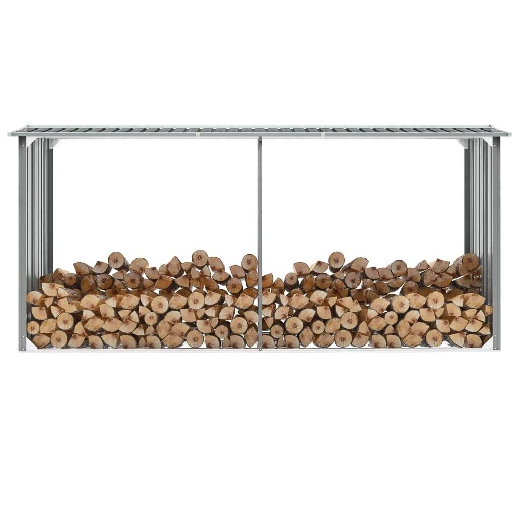 vidaXL Brennholzlager aus verzinktem Stahl 330 x 92 x 153 cm Grau-0