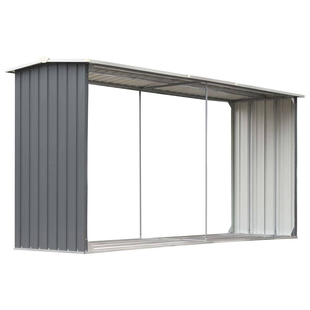 vidaXL Brennholzlager aus verzinktem Stahl 330 x 92 x 153 cm Grau-1