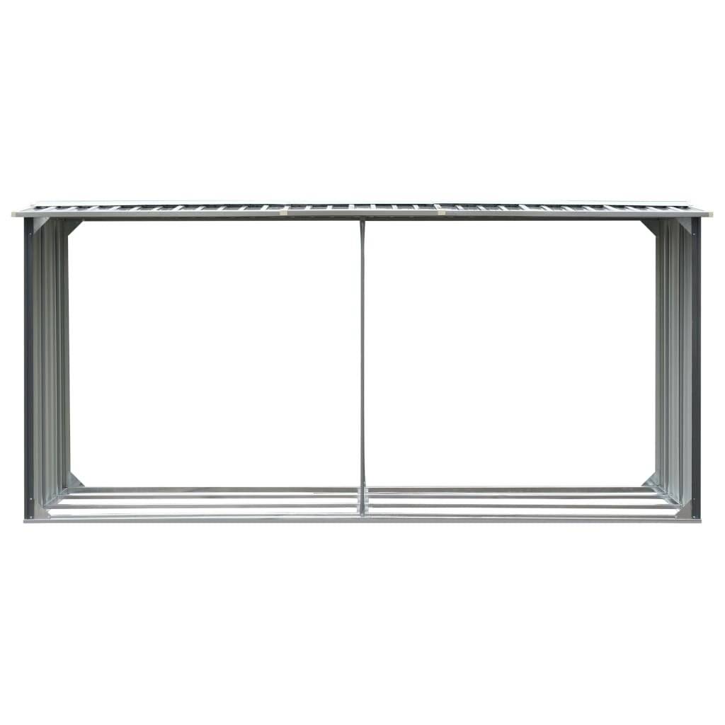 vidaXL Brennholzlager aus verzinktem Stahl 330 x 92 x 153 cm Grau-2
