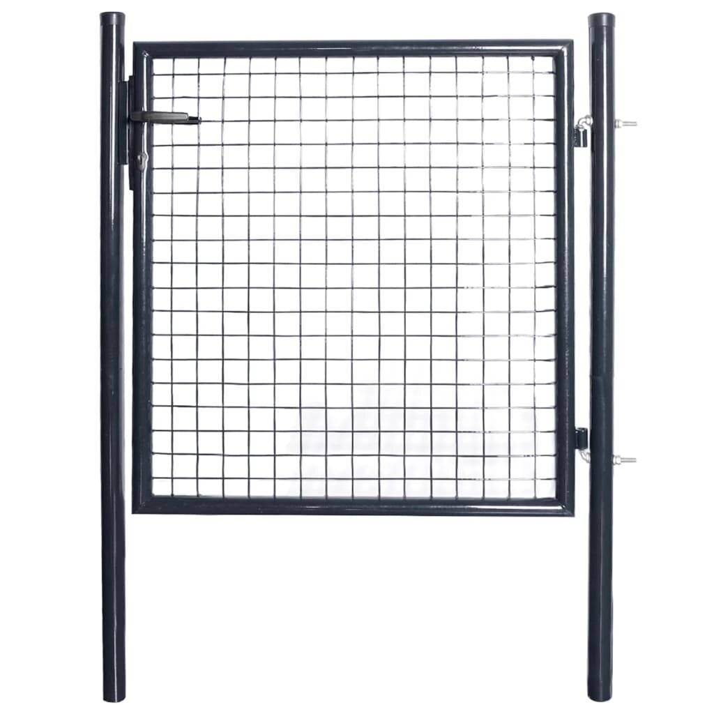 vidaXL Maschen-Gartentor verzinkter Stahl 100 x 100 cm Grau-5