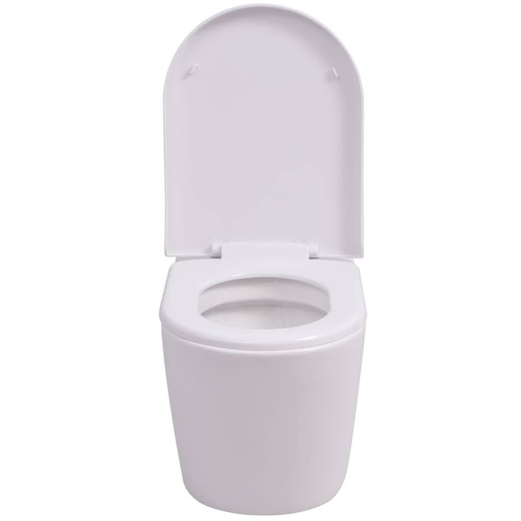 vidaXL Hänge-Toilette mit Einbau-Spülkasten Keramik Weiß-6