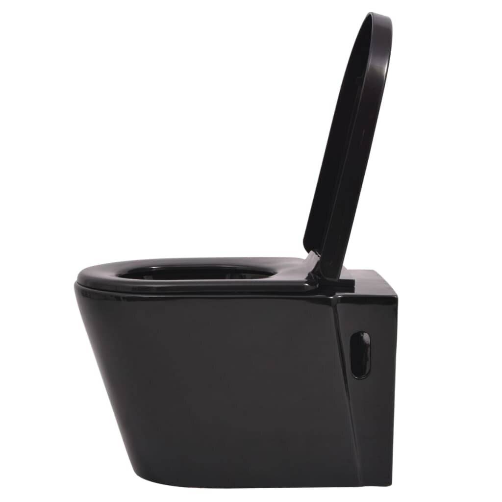 vidaXL Hänge-Toilette mit Einbau-Spülkasten Keramik Schwarz-5