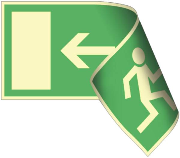 Schild Rettungsweg links/rechts doppels., BGV A8 (E13), Kunstst., nachl., 160-mcd, 297x148mm