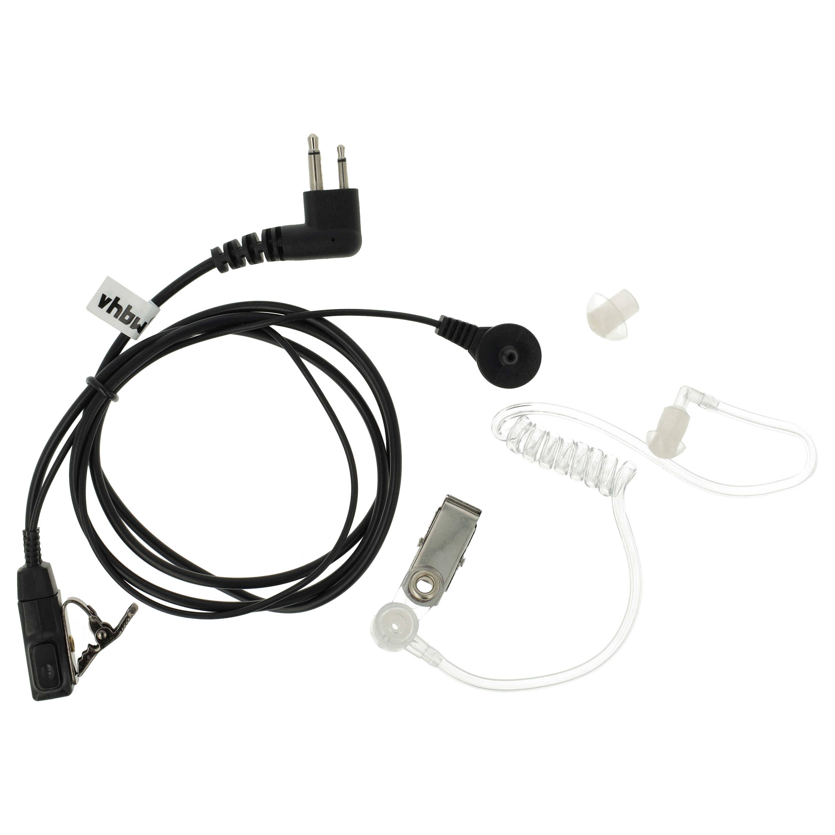 vhbw Headset kompatibel mit Motorola Radius P110 Funkgerät | transparent, schwarz, Akustikschlauch-0